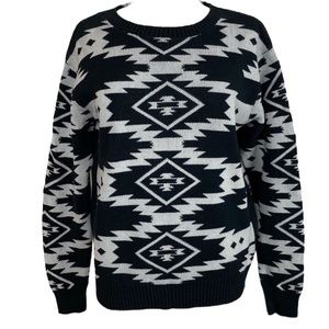The NARROWS Black & White Southwest Unisex Knit Sweater
